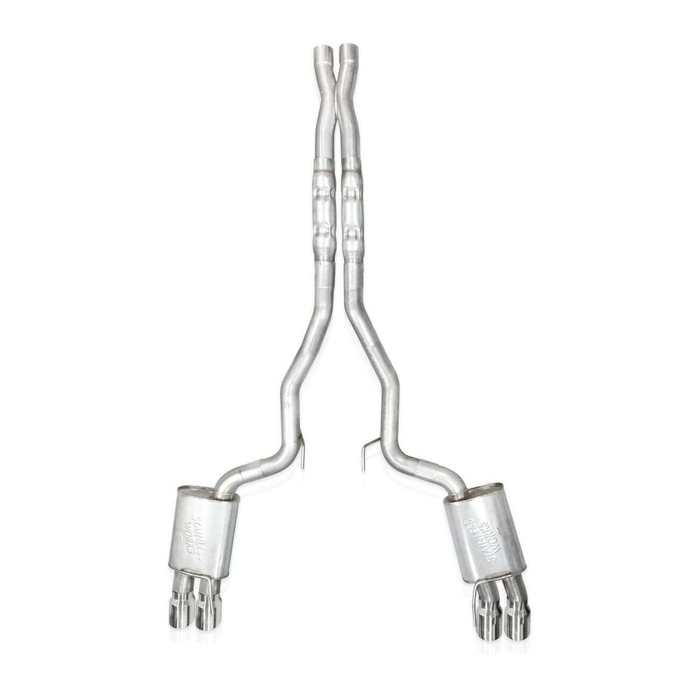 Stainless Works 2024 Mustang GT Catback Quad Tips Redline Sound X-Pipe Performance Connect Exhaust