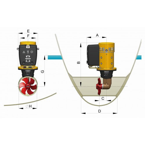 BOW THRUSTER 35 KGF, 12 V, TUNNEL