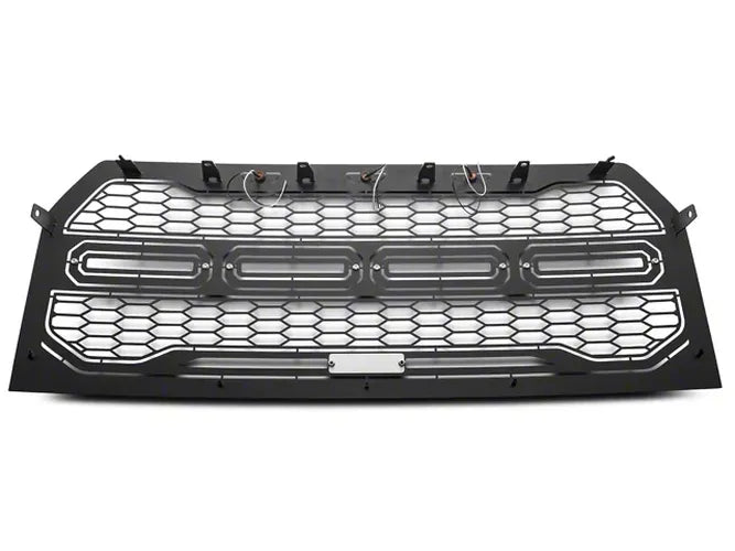 1517 F150 REVOLVER GRILLE BLACK 3 AMBER RUNNING LIGHTS(DOES NOT WORK WITH FORWARD FACING CAMERA)