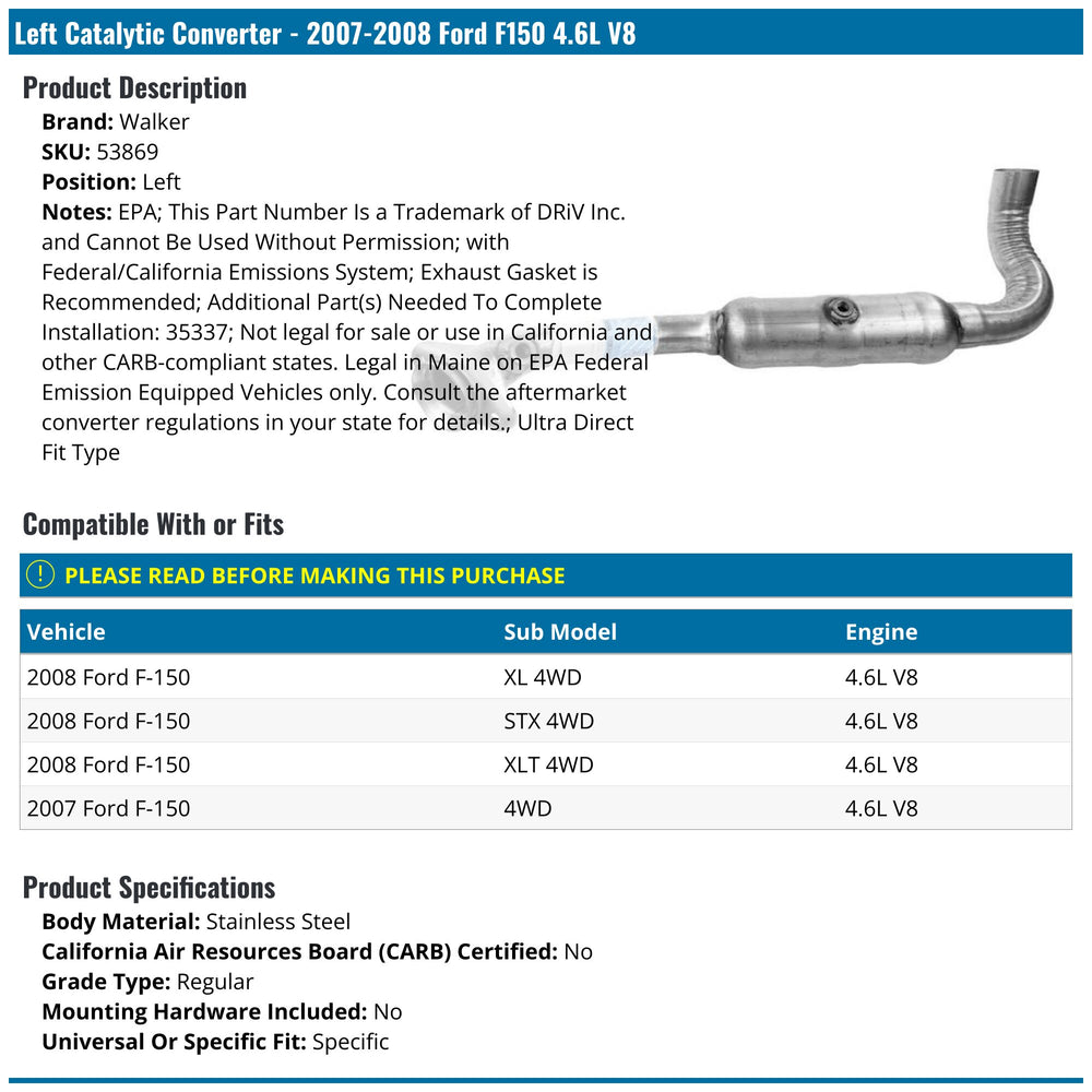 Walker Exhaust auto part