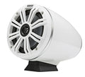 KMFC65 (165mm) Loaded Marine Flat Surface Mount Cans with 45KM654L speaker pair; white grill on white can