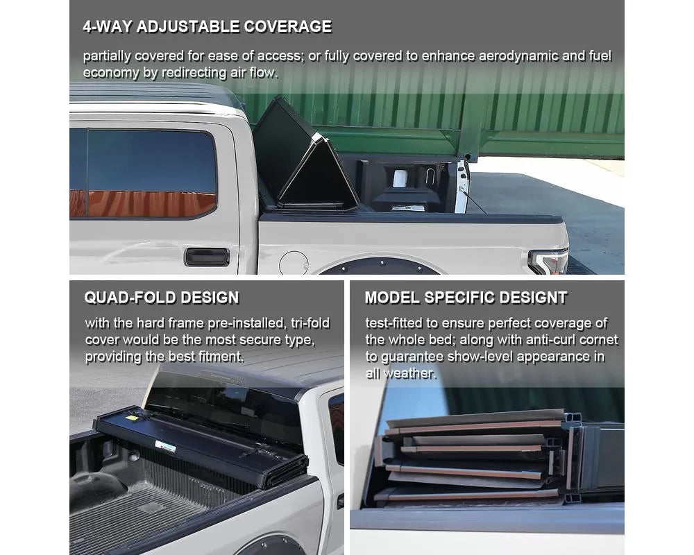 6.5 FOOT SHORT BED HARD QUAD FOLD TONNEAU COVER