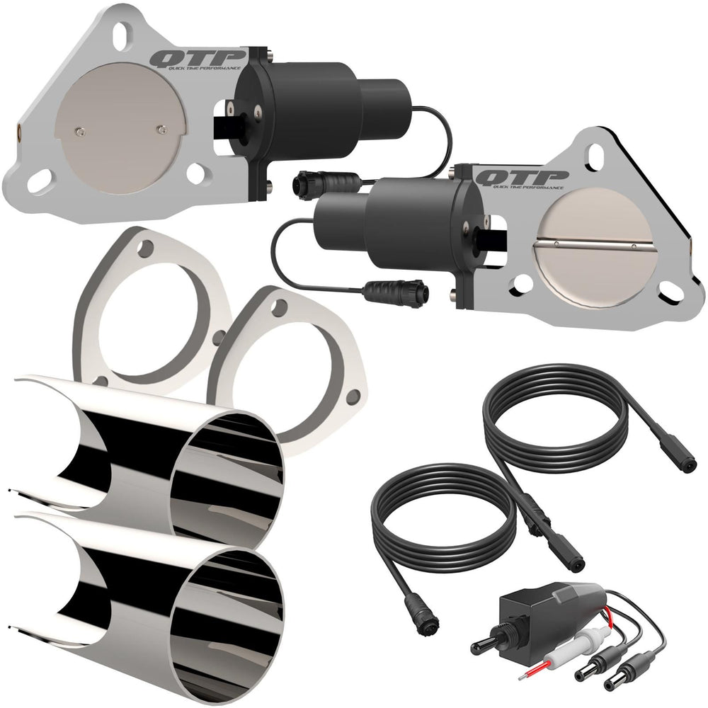 DUAL 2.75 INCH QTP ELECTRIC EXHAUST CUTOUT DIY COMBO KIT