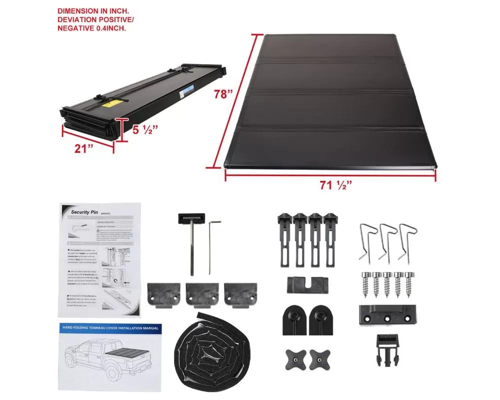 1500 2500 3500 6.4 FOOT BED HARD QUAD FOLD TONNEAU COVER