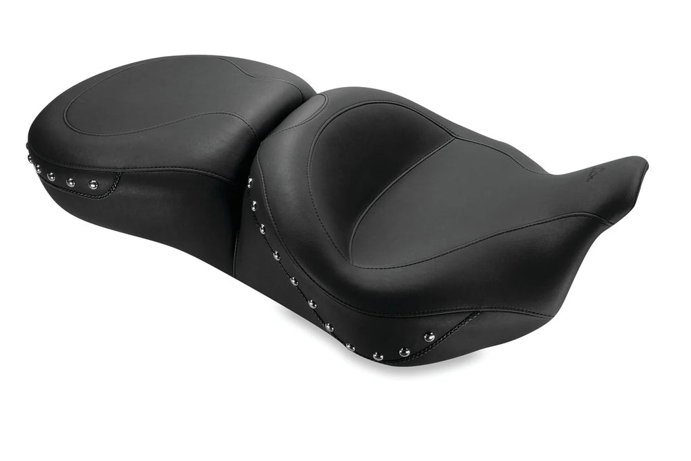 Mustang 08-21 Electra Glide,Rd Glide,Rd King,Str Glide Touring 1PC Seat w/ Blk Pearl Studs - Black
