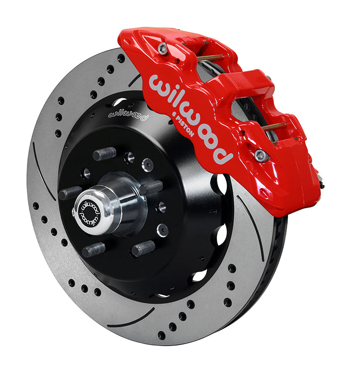 Wilwood AERO6 Front Hub Kit 14.00in Drill Red TCI-IFS 71-78 (Pinto Based)