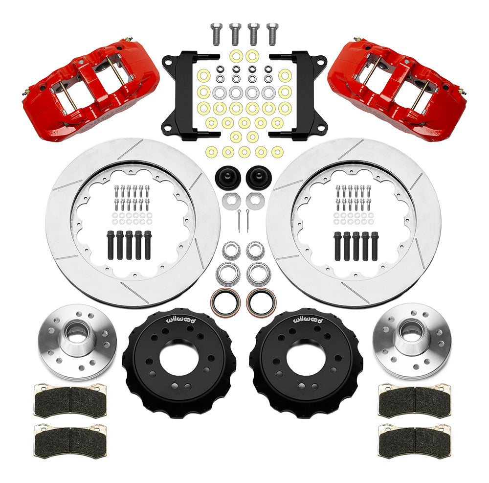 6387 C10 WWE IRON PRO SPINDLE AERO6 FRONT BRAKE KIT 14IN ROTOR 5 LUG RED