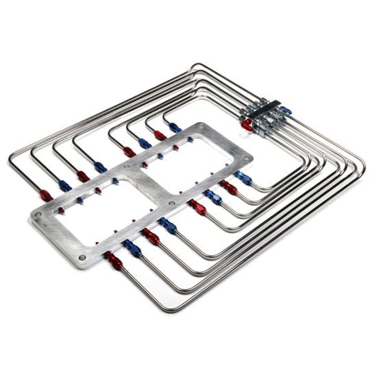 Blower Injector Plate Polished Finish Red & Blue Plumbing Blower Injector Plate For 6-71/8-71 Roots Blower W/ Plumbing NOS