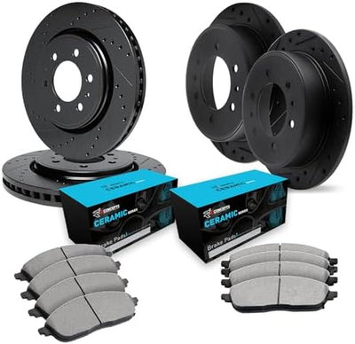 R1 E- Line Series Brake Rotor - D/S - Black w/ Ceramic Pads Fits Hyundai Entourage