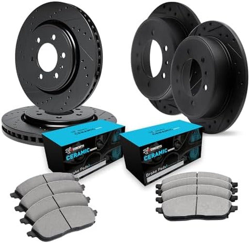 R1 E- Line Series Brake Rotor - D/S - Black w/ Ceramic Pads Fits Hyundai Entourage