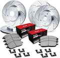 R1 Concepts Black Slotted Rotors with 5000 Oep Brake Pads Hdw Fits Dodge Durango