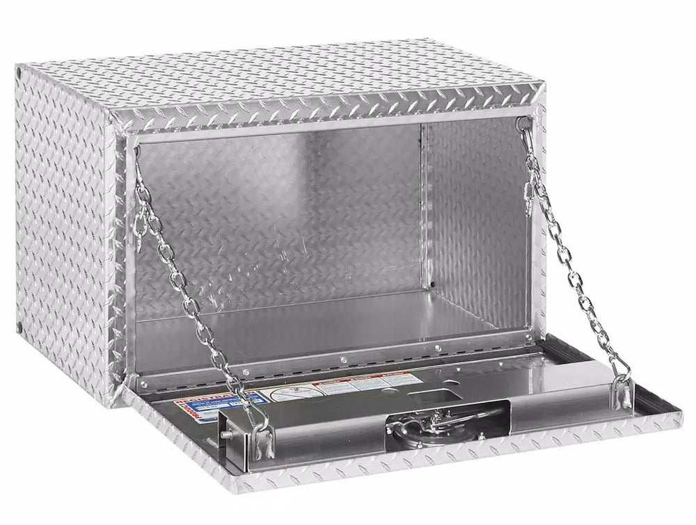 30 X 18X 18IN UNDER BED ALUMINUM BOX TOOL COMPACT 5.4 CU FT CLEAR FINISH