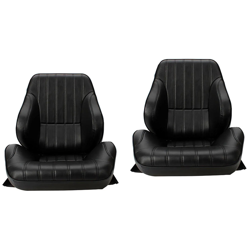 RALLY RECLINER LOW BACKW/O HEADREST BLACK VINYL SIDES BLACK VELOUR INSERT LEFT