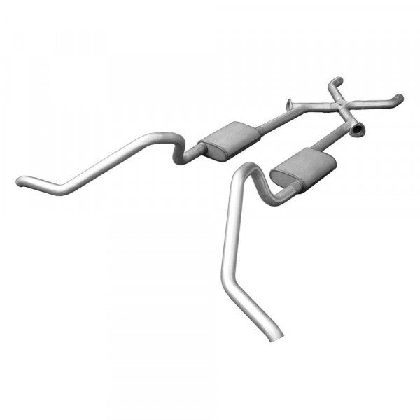 Cat Back w Xchange Exhaust System Split Side Dual Exit 2.5 in Intermediate And Tail Pipe Race Pro Muffler Hardware Incl Tip Not Incl Natural 409 Stainless Steel Pypes Exhaust