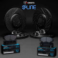 R1 Concepts Brake Rotors - D/S - Black w/ Ceramic Pads Hdw