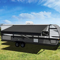19 FT AWNING ROLL TUBE W/ BURGANDY FADE CANOPY ASSEMBLY/END CAPS/12V LIGHT STRIP