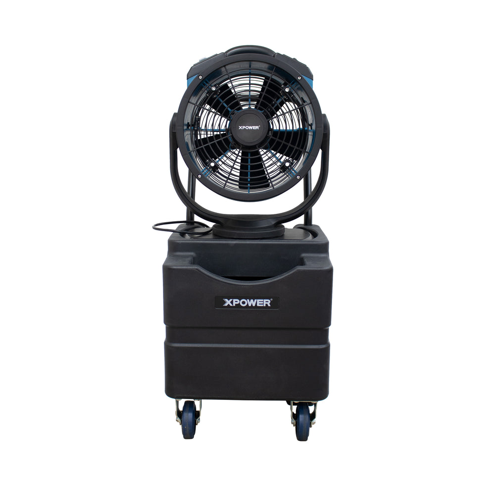 FM88W MISTING FAN COMBINED W/ WT45 MOBILE WATER RESERVOIR TANK BLUE/BLACK
