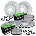 R1 05-17 Audi A3 Quattro Front & Rear Drill/Slot Carbon Coated Rotor Set w/Perf Sport Pads