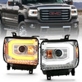 ANZO 2014-2015 Gmc Sierra 1500 Projector Headlight Plank Style Chrome w/ Switchback (Halogen Type)