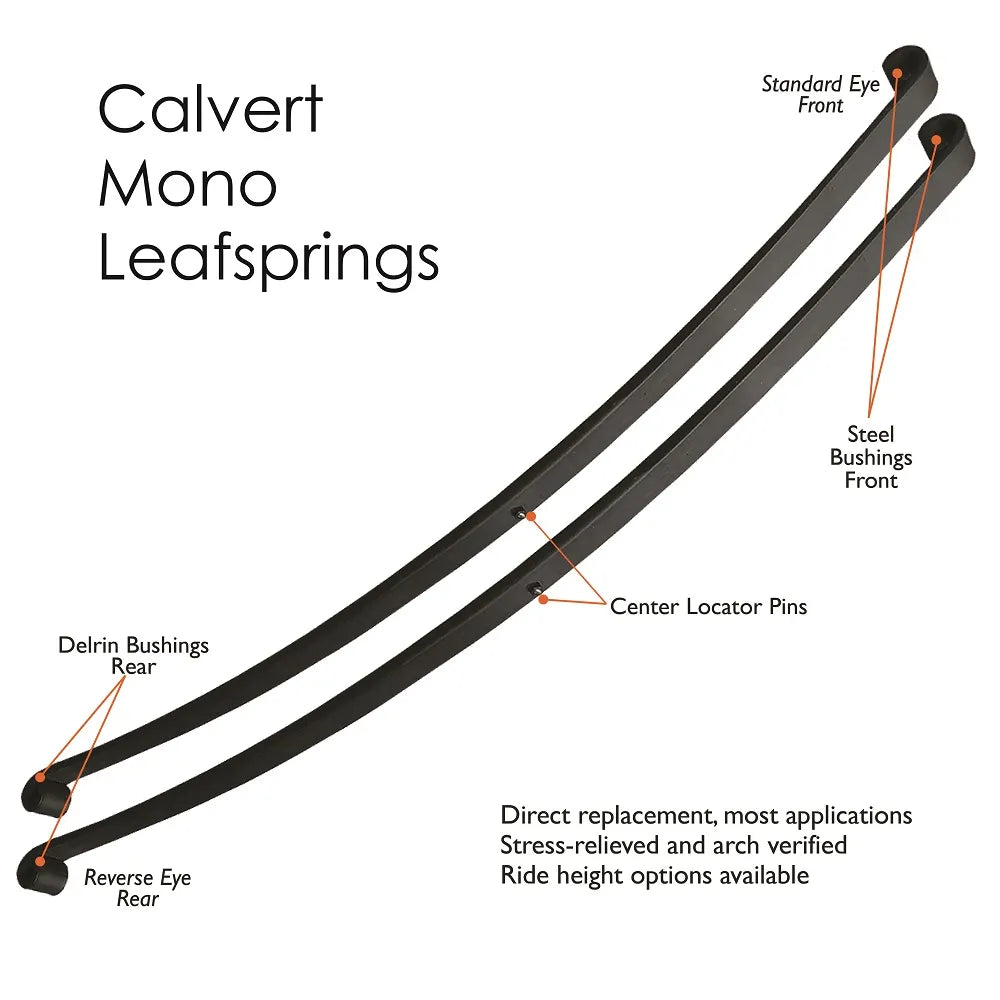 Calvert Parabolic Mono Leafsprings pair +1 Height 55-57 Chevrolet BelAir