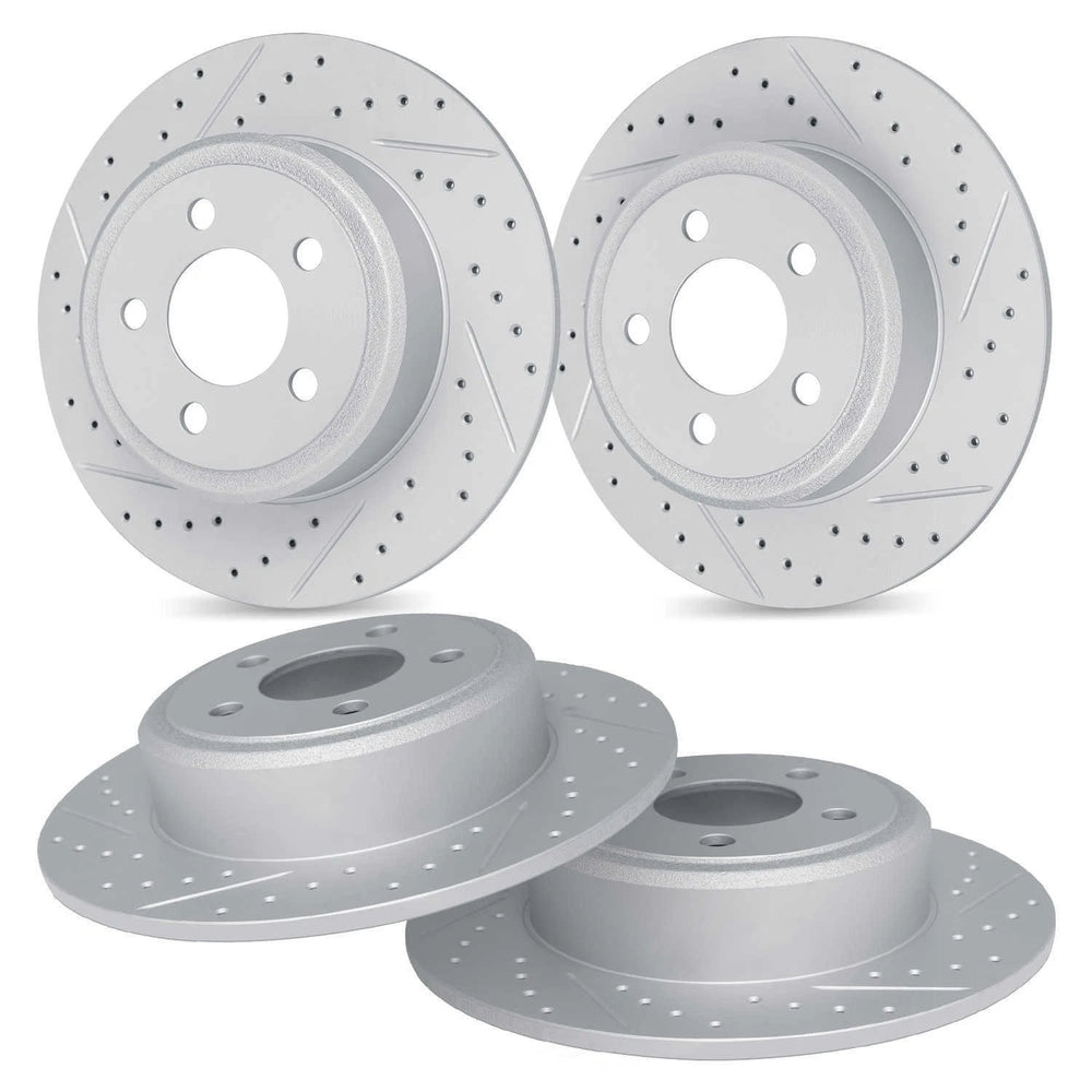 R1 16-25 Cadillac CT6 Front & Rear Drilled & Slotted Carbon Coated Brake Rotor Set
