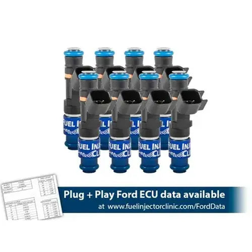 Fuel Injector Clinic 650cc (62lbs/hr at 43.5 PSI fuel pressure) FIC Fuel Injector Clinic Injector Set for Mustang GT (2005-2016 )/GT350 (2015-2016)/ Boss 302 (2012-2013)/Cobra (1999-2004) (High-Z)