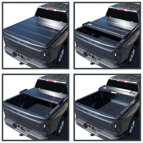 SUPERCREW DOUBLE CAB 5 FOOT 5 INCH SHORT BED HARD QUAD FOLD TONNEAU COVER