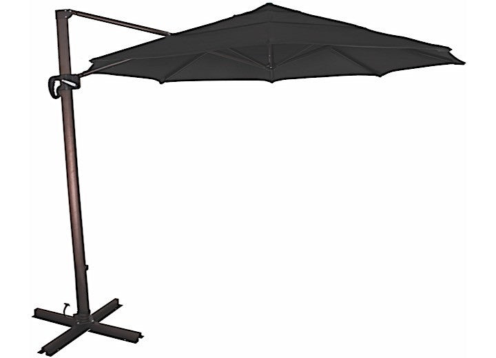 CALI SERIES 11FT CRANK LIFT SIDE TILT CANTILEVER UMBRELLA IN BLACK SUNBRELLA