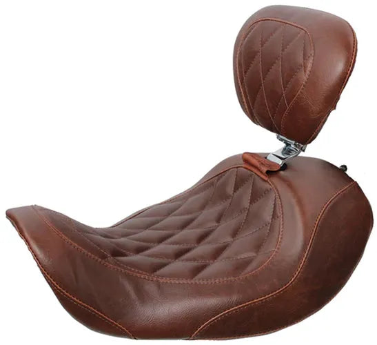 Mustang 06-17 Harley Dyna Wide Tripper Forward Solo Seat w/Driver Backrest Diamond Stitch - Black