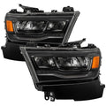 1922 RAM 1500 OE PLUS FIT HALOGEN BLACK BEZEL LED SMOKE SIGNAL HEADLIGHTS BLACK