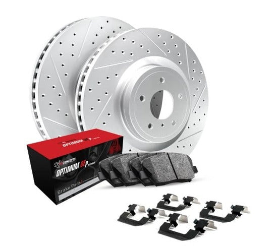 R1 Concepts Brake Rotors - Slotted - Silver w/ 5000 Oep Pads Hdw Fits Chevrolet Astro