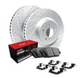 R1 Concepts Brake Rotors - Slotted - Silver w/ 5000 Oep Pads Hdw Fits Chevrolet Astro