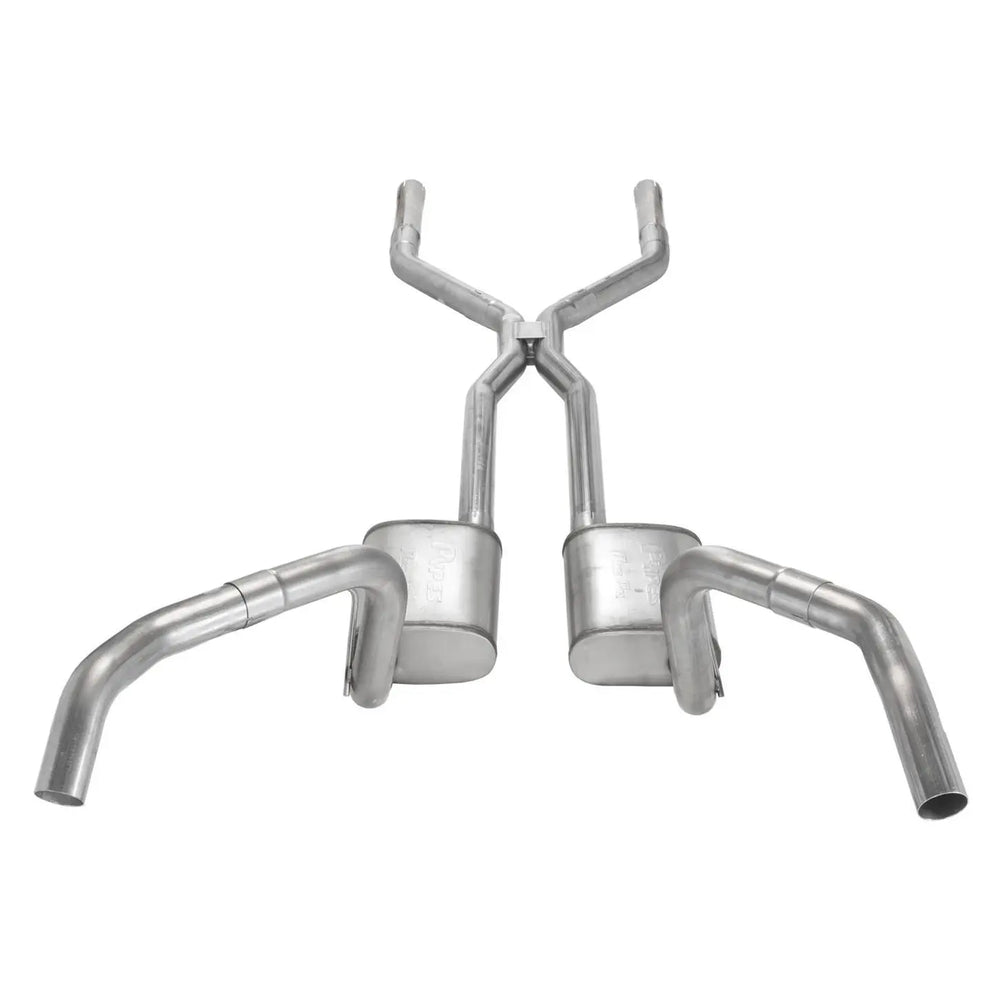 ~(63 lbs. 62X17X13)~ Crossmember Back w/H-Pipe Exhaust System 67-69 Split Rear Dual Exit 2.5 in Intermediate Pipe And Tailpipe Violator Mufflers/Hardware Incl Tip Not Incl Pypes Exhaust