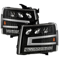 0713 SILVERADO 1500/0714 2500HD/3500HD FULL LED HEADLIGHTS W/LED LIGHT BAR BLA