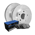 R1 Concepts Brake Rotors - Slotted - Black w/ Semi-Met Pads Hdw Fits Ford Ranger