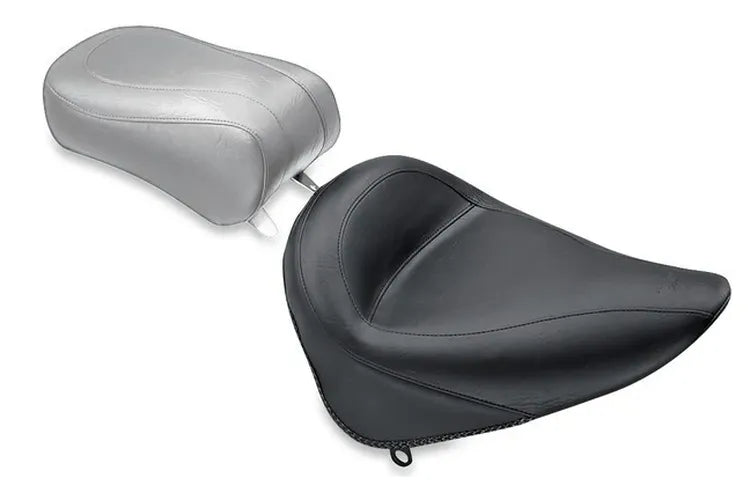 Mustang 84-06 Harley Standard Rear Tire Standard Touring Solo Seat w/Driver Backrest Studs - Black