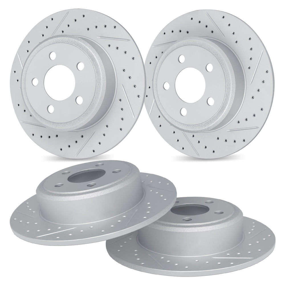 R1 07-17 Lexus LS460 Front & Rear Drilled & Slotted Carbon Coated Brake Rotor Set