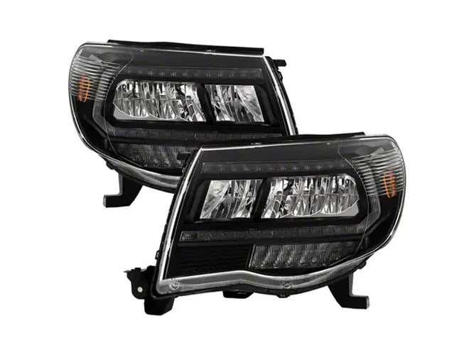 0511 TACOMA FULL LED HEADLIGHTS WITH LIGHT BAR DRL BLACK
