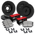 R1 Concepts Black Drilled Slotted Rotors with 5000 Oep Brake Pads Hdw Fits Suzuki Grand