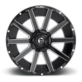 ~(52 lbs. 25X25X13)~ CONTRA 22x10 8x165.10 GLOSS BLACK MILLED (-18 mm)
