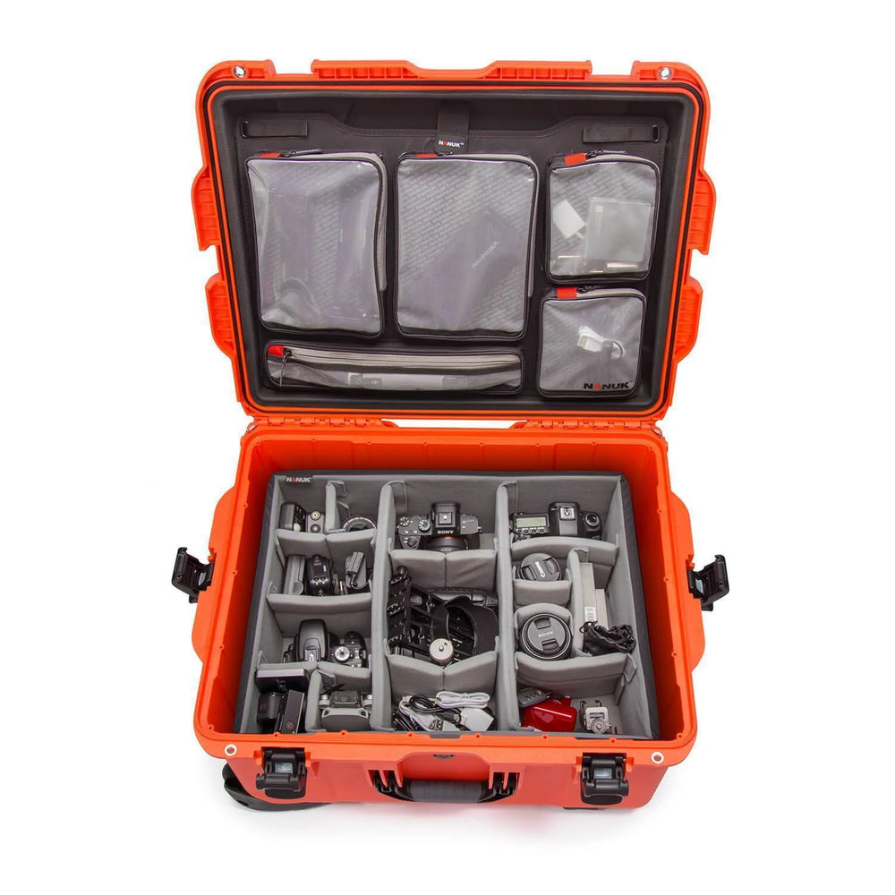 NANUK 960 WATERPROOF HARD CASE W/LID ORG.W/DIVIDERORANGE INTERIOR: 22 X 17 X 12.9IN