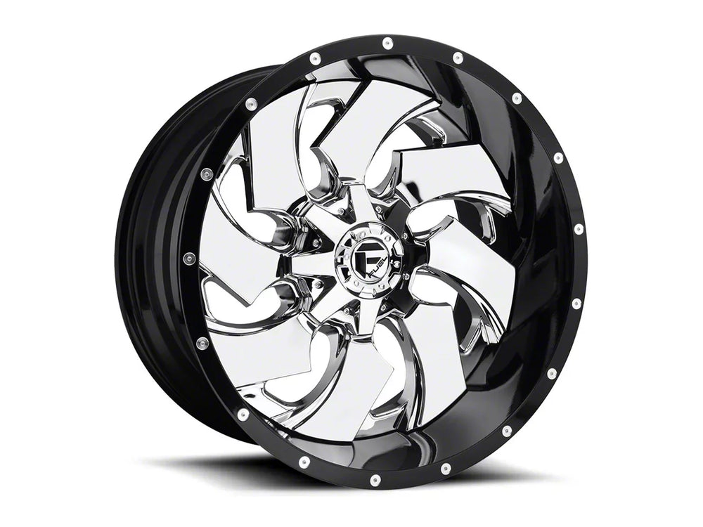 ~(61 lbs. 25X25X13)~ CLEAVER 22x10 5x114.30/5x127.00 CHROME PLATED GLOSS BLACK LIP (-13 mm)