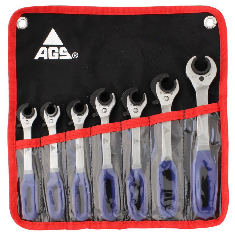 AGS RATCHETING LINE WRENCH SET 7 PC