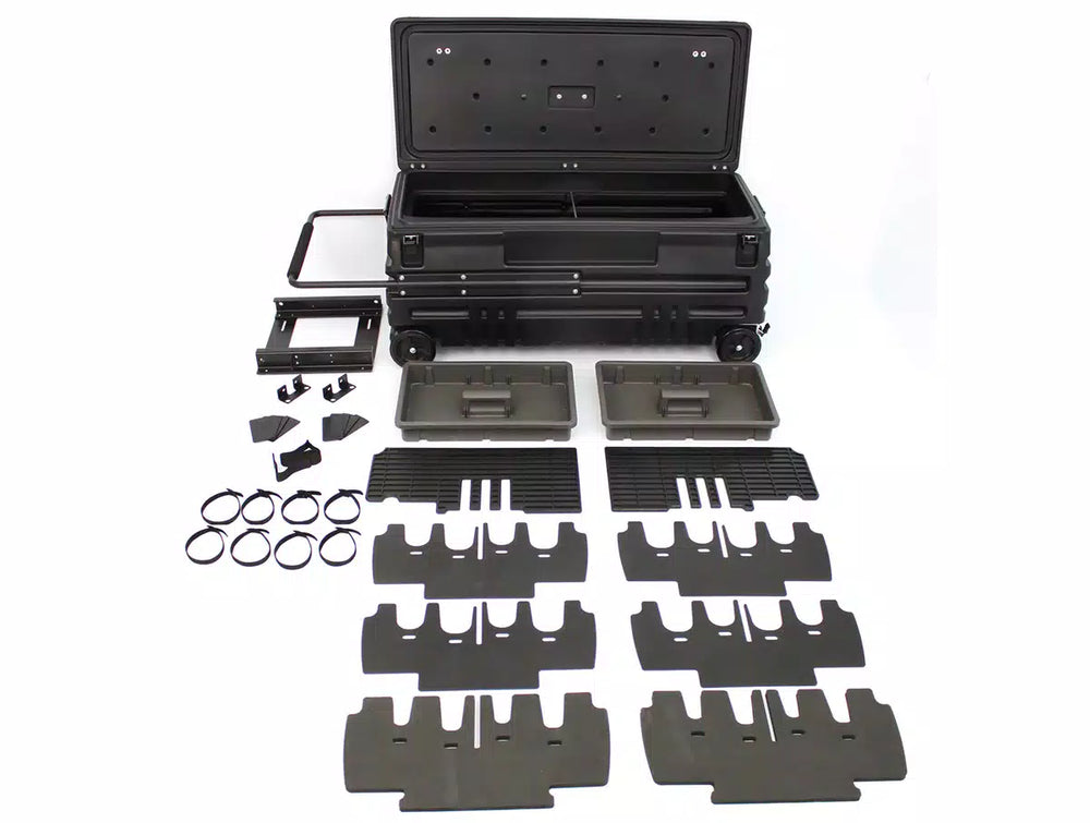 BLACK SQUAD BOX W/SLIDE BRACKET PORTABLE STORAGE/GUN CASE W/MANUAL LATCH BLACK
