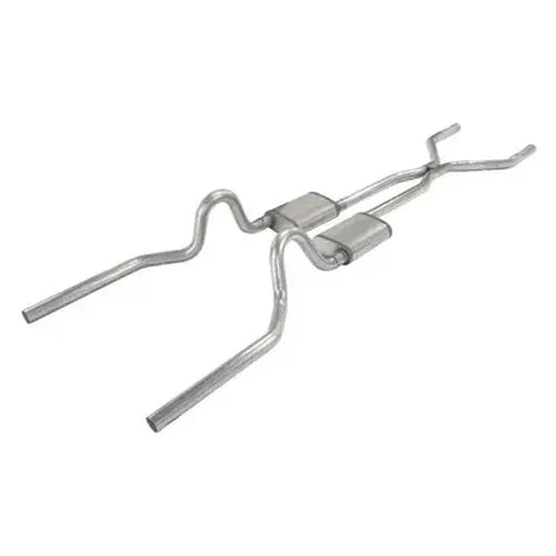 ~(69 lbs. 62X17X13)~ Crossmember Back w/H-Pipe Exhaust System 71-73 Mustang Split Rear Dual Exit 2.5 in Intermediate And Tail Pipe Street Pro Muffler/Hardware Incl Tip Not Incl Pypes Exhaust
