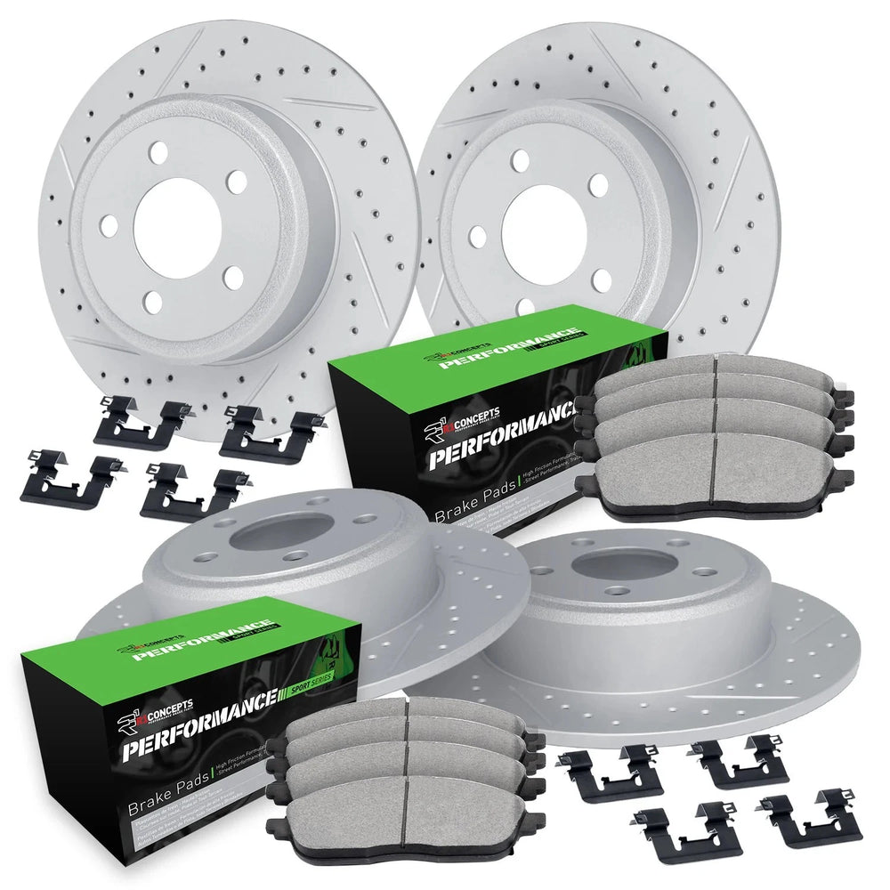 R1 99-06 BMW 328i Front & Rear Drill/Slot Carbon Coated Rotor Set w/Perf Sport Pads