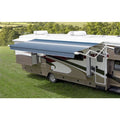 ECLIPSE 15FT L X 8FT EXT. OCEAN BLUE DUNE STRIPED VINYL POWER PATIO AWNING