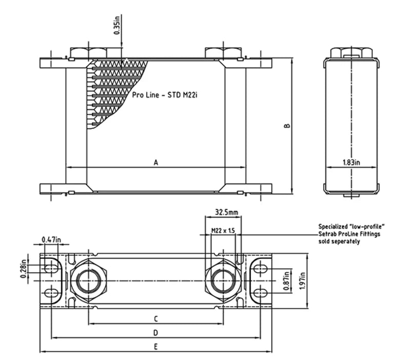 Series-6 Oil Cooler 50 Row w/M22 Ports