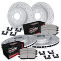 R1 07-18 Jeep Wrangler Front & Rear Drill/Slot Carbon Coated Rotor Set w/Off-Road/Tow Pads