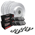 R1 07-18 Jeep Wrangler Front & Rear Drill/Slot Carbon Coated Rotor Set w/Off-Road/Tow Pads